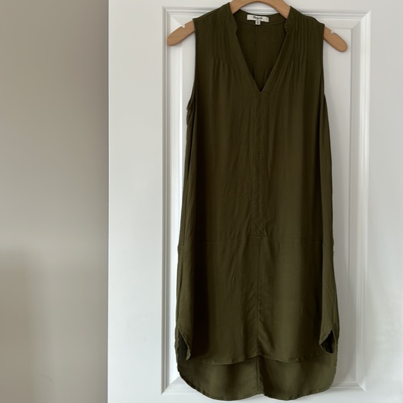 Madewell Fairsky Tunic Dress in Olive Green w Hi Lo Hems with MEASUREMENTS! XS - Picture 4 of 11